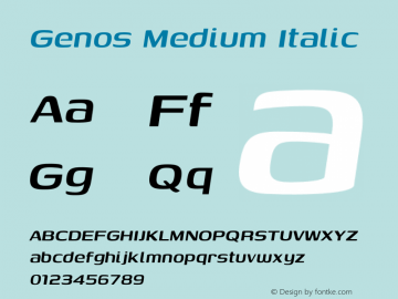 Genos Medium Italic Version 1.001 Font Sample