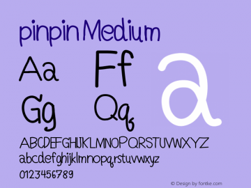 pinpin Version 001.000 Font Sample