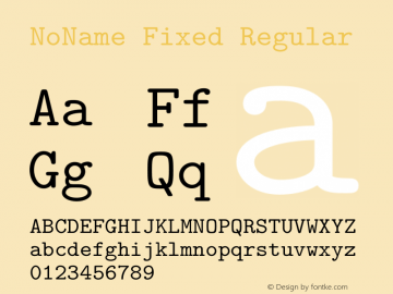 NoName Fixed Regular Version 1.001 Font Sample