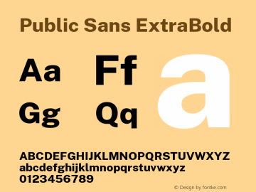 Public Sans ExtraBold Version 2.000; ttfautohint (v1.8.1) Font Sample