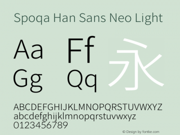 Spoqa Han Sans Neo Light Version 1.100;hotconv 1.0.109;makeotfexe 2.5.65596图片样张
