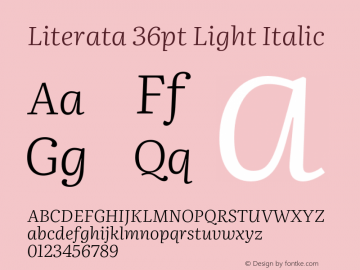 Literata36pt-LightItalic Version 3.002 Font Sample