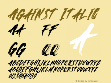 Against Italic Version 1.00;June 12, 2020;FontCreator 12.0.0.2563 64-bit图片样张