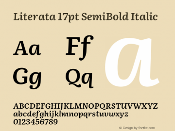 Literata17pt-SemiBoldItalic Version 3.002 Font Sample