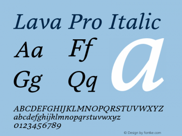 LavaPro-RegularItalic Version 001.000图片样张