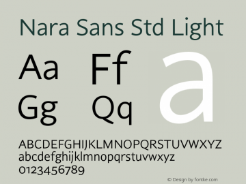 Nara Sans Std Lt Version 1.0; 2017 Font Sample