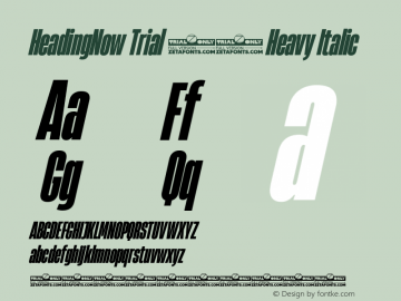 HeadingNow Trial 28 Heavy Italic Version 1.001 Font Sample