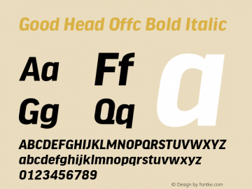 Good Head Offc Bold Italic Version 7.504; 2010; Build 1021 Font Sample