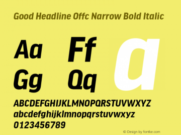 Good Head Offc Narrow Bold Italic Version 7.504; 2014; Build 1020图片样张