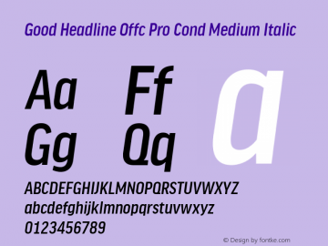 Good Head Offc Pro Cond Medium Italic Version 7.504; 2010; Build 1022图片样张