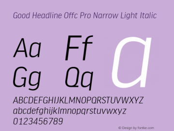 Good Head Offc Pro Narrow Light Italic Version 7.504; 2014; Build 1020图片样张