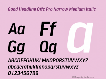 Good Head Offc Pro Narrow Medium Italic Version 7.504; 2014; Build 1020图片样张
