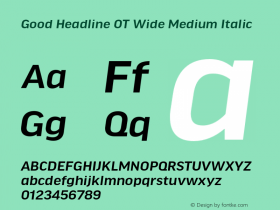 GoodHeadlineOT-WideMediumItalic Version 7.504; 2010; Build 1021 Font Sample