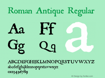 Roman Antique Regular 1.0 Font Sample