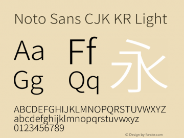 Noto Sans CJK KR Light  Font Sample
