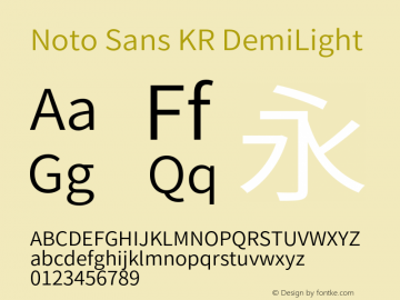 Noto Sans KR DemiLight  Font Sample