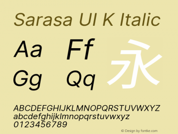 Sarasa UI K Italic Version 0.31.0 Font Sample