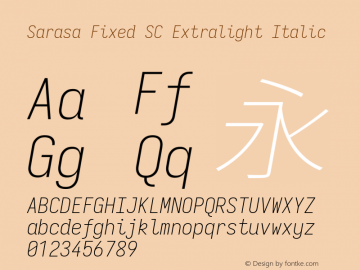 Sarasa Fixed SC Xlight Italic 图片样张