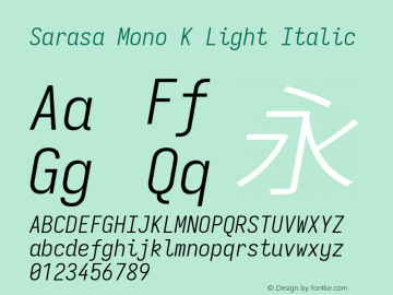 Sarasa Mono K Light Italic Version 0.31.1图片样张
