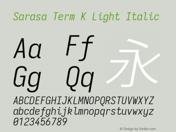 Sarasa Term K Light Italic Version 0.31.1 Font Sample
