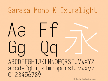 Sarasa Mono K Xlight Version 0.31.1 Font Sample