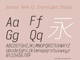 Sarasa Term CL Xlight Italic 图片样张