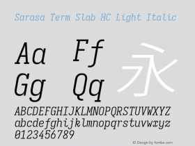 Sarasa Term Slab HC Light Italic  Font Sample