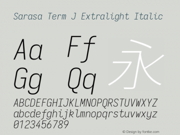 Sarasa Term J Xlight Italic  Font Sample