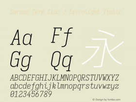 Sarasa Term Slab J Xlight Italic  Font Sample