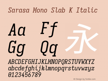 Sarasa Mono Slab K Italic Version 0.31.1图片样张