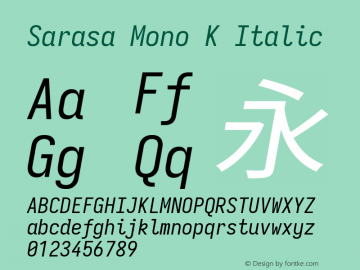 Sarasa Mono K Italic Version 0.31.1 Font Sample