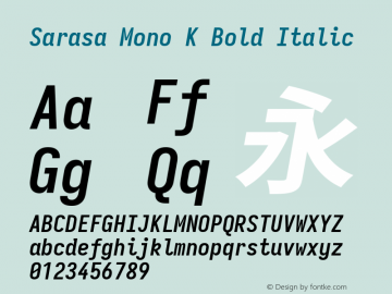Sarasa Mono K Bold Italic Version 0.31.1图片样张