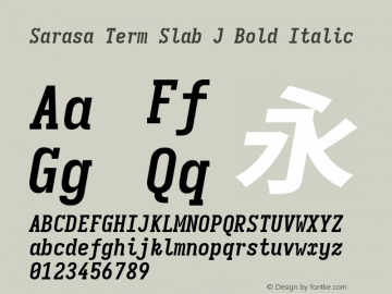 Sarasa Term Slab J Bold Italic  Font Sample