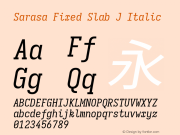 Sarasa Fixed Slab J Italic  Font Sample