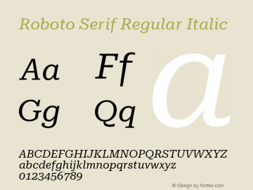Roboto Serif Regular Italic Version 1.004 Font Sample