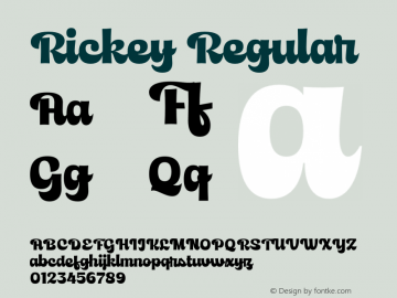 Rickey Regular Version 1.000;PS 001.000;hotconv 1.0.88;makeotf.lib2.5.64775图片样张