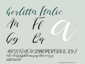 herlitta Italic Version 1.00;March 27, 2021;FontCreator 13.0.0.2683 64-bit图片样张