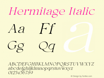 Hermitage Oblique Version 1.000 Font Sample