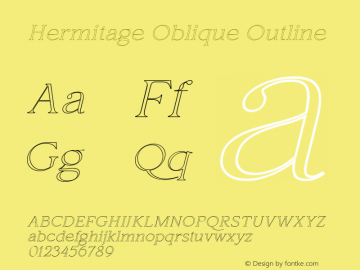 Hermitage Oblique Outline Version 1.000 Font Sample