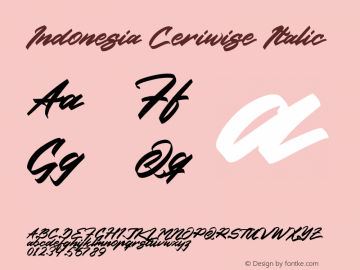 Indonesia Ceriwise Italic Version 1.00;April 1, 2021;FontCreator 13.0.0.2683 64-bit图片样张