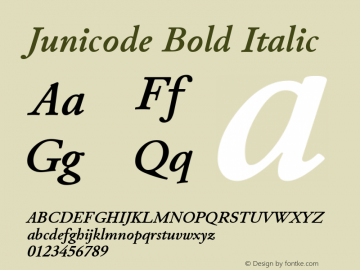 Junicode Bold Italic Version 1.003 Font Sample