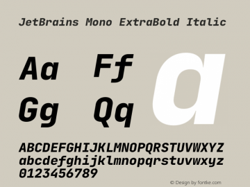 JetBrains Mono ExtraBold Italic Version 2.230图片样张