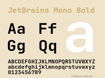 JetBrains Mono Bold Version 2.230; ttfautohint (v1.8.3)图片样张