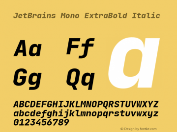 JetBrains Mono ExtraBold Italic Version 2.230; ttfautohint (v1.8.3)图片样张