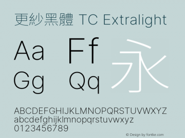 更紗黑體 TC Xlight  Font Sample