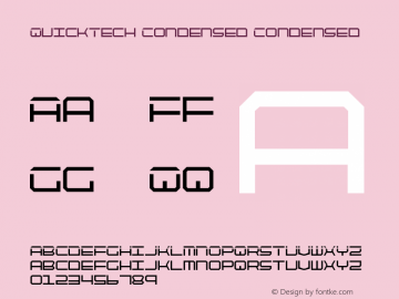 QuickTech Condensed Condensed 2 Font Sample