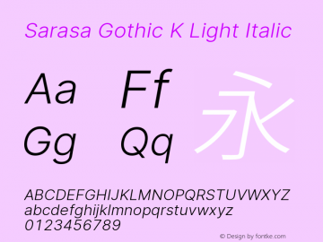 Sarasa Gothic K Light Italic Version 0.31.0; ttfautohint (v1.8.3)图片样张