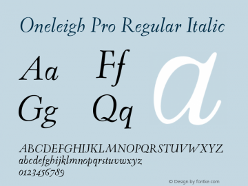 OneleighPro-Ita Version 7.504; 2008 Font Sample