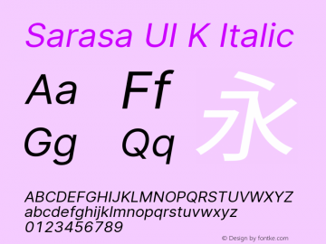 Sarasa UI K Italic Version 0.31.0; ttfautohint (v1.8.3) Font Sample