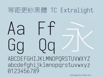 等距更紗黑體 TC Xlight 图片样张